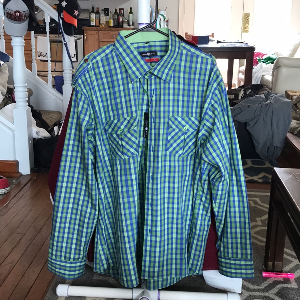 Stone Rose Plaid Button Down NWT